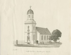 Marchington教堂：棕褐色水墨画，1836年 作者 托马斯·佩普洛伍德