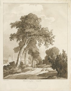 Marchington教堂：棕褐色水墨画，1836年 作者 托马斯·佩普洛伍德
