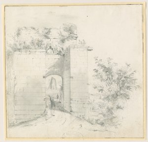 图特伯里城堡-入口大门：铅笔素描，nd [？19th cent]（绘画） 作者 托马斯·佩普洛伍德