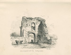 图特伯里城堡-约翰·冈特之门：钢笔和水墨画，1839年