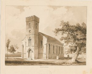 沃尔索尔伍德教堂（Walsall Wood Church）：棕褐色绘图，编号[1817-1845]（绘图） 作者 托马斯·佩普洛伍德