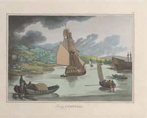 康沃尔郡福威，来自大自然的素描，1822年，1822年。创作者：Thomas Rowlandson, Joseph Constantine Stadler.