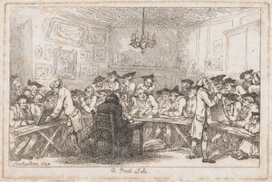 一个印刷品销售--一个夜间拍卖会，1788年。 作者 托马斯·罗兰森