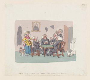 Christmas Academics Playing a Rubber at Whist, April 1, 1803., April 1, 1803. 作者 托马斯·罗兰森