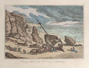 Clearing a Wreck on the North Coast of Cornwall, from Sketches from Nature, 1822., 1822. 作者 托马斯·罗兰森