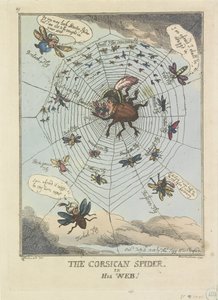 网中的科西嘉蜘蛛，1808 年
网中的科西嘉蜘蛛！(物体上的标题） 作者 乔治·穆塔德·伍德沃德