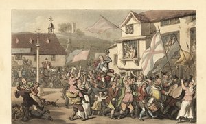 英国绅士坐在轿子上参加选举 作者 托马斯·罗兰森