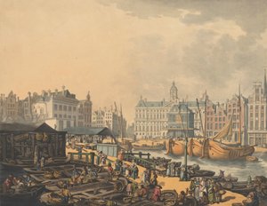Feyge大坝，与阿姆斯特丹鱼市的一部分，1797年。 作者 托马斯·罗兰森