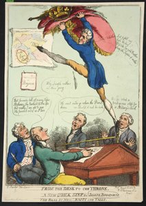 从书桌到王座。 Joseph Bonaparte的新快速步骤。 Bass by Messrs Nappy和Talley，pub。 1808（手工彩色雕刻） 作者 托马斯·罗兰森