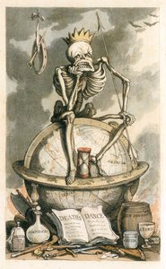 来自《英国死亡之舞》的封面插图，出版。1815年彩色雕刻，1815年。 作者 托马斯·罗兰森