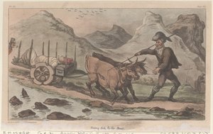 生病去后方，出自《约翰尼-纽康的军事冒险》，1815年。 作者 托马斯·罗兰森
