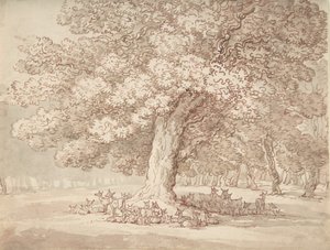 橡树下的鹿群，1775-1827。 作者 托马斯·罗兰森