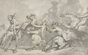 骑兵碰撞，约1785-90年（钢笔和墨水在纸上用棕色水洗） 作者 托马斯·罗兰森