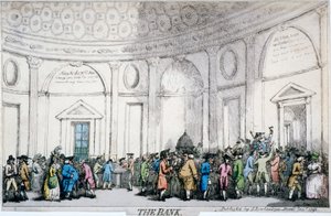 伦敦市英格兰银行的内景，1792年。                           作者 托马斯·罗兰森