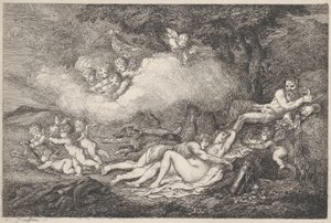 Mars and Sleeping Venus with Putti, 1799., 1799. 作者 托马斯·罗兰森