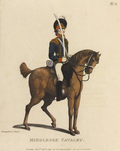 米德尔塞克斯骑兵（彩色aquatint） 作者 托马斯·罗兰森