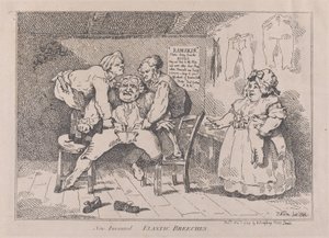 New Invented Elastic Breeches, November 1, 1784., 1784年11月1日。 作者 托马斯·罗兰森