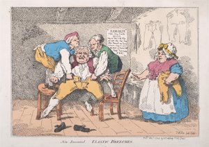 New Invented Elastic Breeches, November 1, 1784., 1784年11月1日。 作者 托马斯·罗兰森