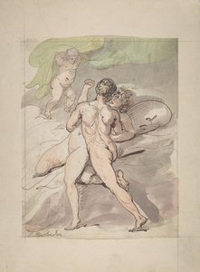 拥抱的裸体夫妇，1780-1827。 作者 托马斯·罗兰森