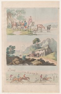 图版10，人物、风景和牛的轮廓...供学习者使用，...，1790年8月6日。 作者 托马斯·罗兰森