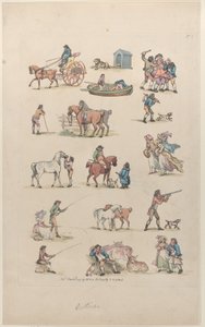 图版1，人物、风景和牛的轮廓...供学习者使用，马...，1790年3月8日。 作者 托马斯·罗兰森