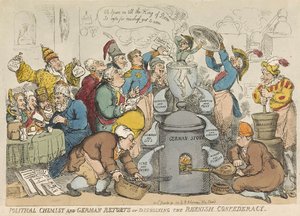 政治化学家和德国人反驳或解散了Rhenish联盟，酒吧。 1813年（手工彩色雕刻） 作者 托马斯·罗兰森