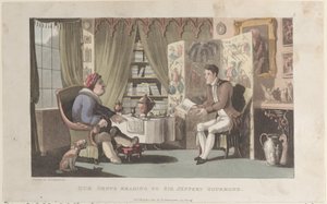 Quae Genus Reading to Sir Jeffery Gourmand, from The History of Johnny Quae Genu..., March 1, 1822. 作者 托马斯·罗兰森
