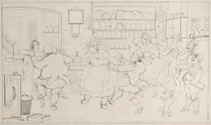 Quae Genus in the Sports of the Kitchen, from The History of Johnny Quoe Genus: the Littl..., 1822. 作者 托马斯·罗兰森