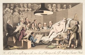 R --- A ---天才的ys，反映在生命学院的美丽真实路线上，Somerset House，来自The English Spy，pub。 1824年（手工彩色雕刻） 作者 托马斯·罗兰森