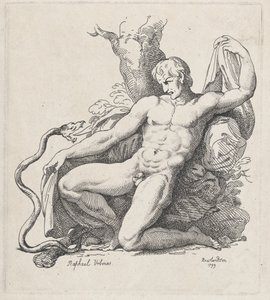 蛇攻击一个裸体的人，1799., 1799. 作者 托马斯·罗兰森