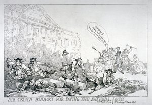塞西尔爵士支付国债的预算》，1874年。             作者 托马斯·罗兰森