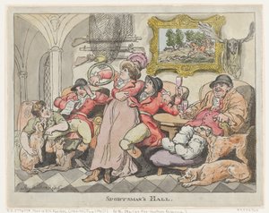 运动员大厅，或猎狐者放松，1806年。 作者 托马斯·罗兰森