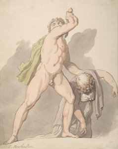 站立的裸体男子支撑着昏倒的女性卢多维西-高尔在乌菲兹，1780-1827。 作者 托马斯·罗兰森