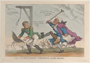 The Affectionate Farewell, or Kick for Kick, April 17, 1814., April 17, 1814. 作者 托马斯·罗兰森