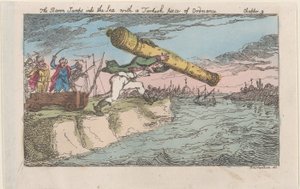 男爵带着一件土耳其兵器跳入海中，[1809]，再...，[1809]，1811年再版。 作者 托马斯·罗兰森