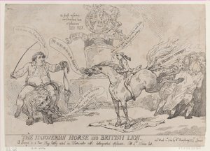 The Hanoverian Horse and British Lion, March 31, 1784., March 31, 1784. 作者 托马斯·罗兰森