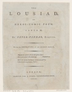 彼得-平达的《卢赛德》，正面插图，1787年。 作者 托马斯·罗兰森