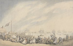 1797年约1797年荷兰人战败后，舰队重返大雅茅斯（钢笔和水彩纸本） 作者 托马斯·罗兰森