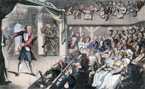 舞台，来自&39;Wakefield的牧师&39;的插图，由Oliver Goldsmith，酒吧。阿克曼，1817年（手工彩色） 作者 托马斯·罗兰森
