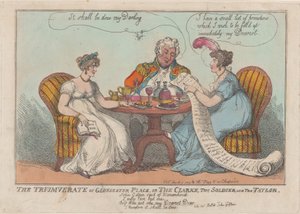 The Triumverate of Gloucester Place, or The Clarke, The Soldier, and The Taylor, 1809. 作者 托马斯·罗兰森