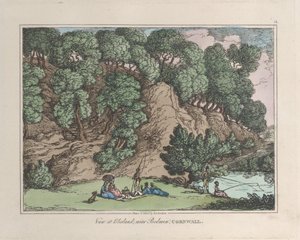 康沃尔郡博德明附近的布里斯兰风景，出自《自然素描》，1822年。 作者 托马斯·罗兰森