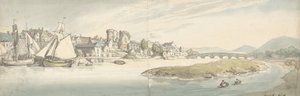 卡威瑟姆城堡上的城镇景观，1775-1827。 作者 托马斯·罗兰森