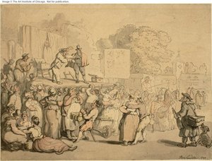 乡村集市：哈莱金和呱呱 作者 Thomas Rowlandson