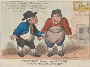 1809年3月8日星期三，《加图的悲剧》中的一幕，1809年3月8日。 作者 托马斯·罗兰森