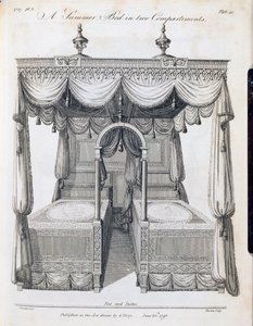 两个隔间的夏季床：41号板，来自Thomas Sheraton，第三部分，酒吧的“The Cabinet Maker an Upholsterer&39;s Drawing Book”。作者：G。Terry，1793年6月（bw print） 作者 托马斯·喜来登