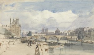 巴黎皇家城堡（Le Pont Royal），约1828年（纸上w - c） 作者 托马斯·肖特男孩
