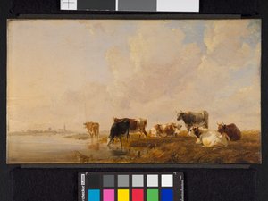 牛在河边，1835年 作者 托马斯·西德尼·库珀
