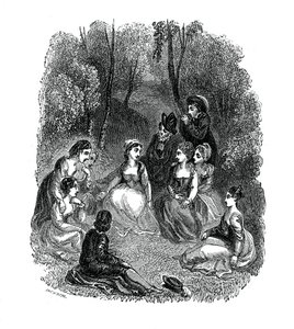 乔凡尼·博卡乔（Giovanni Boccaccio）的《 Decameron简介》中的场景，1833年。 作者 托马斯·斯托达德