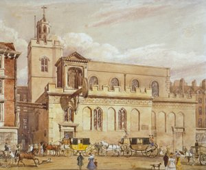 伦敦市弗利特街西区的圣邓斯坦教堂，1827年