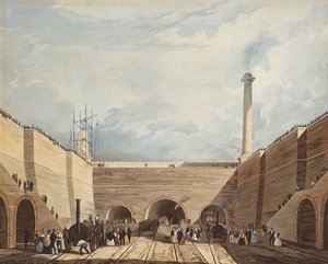 利物浦边缘山铁路入口，由H. Pyall雕刻，1831年（手工彩色蚀刻和aquatint）